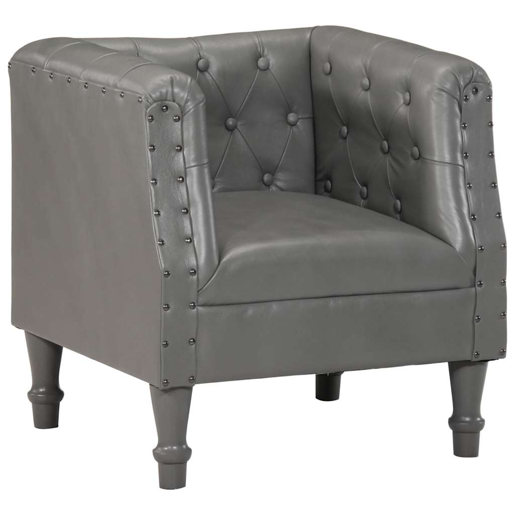 Sessel Grau Echtleder