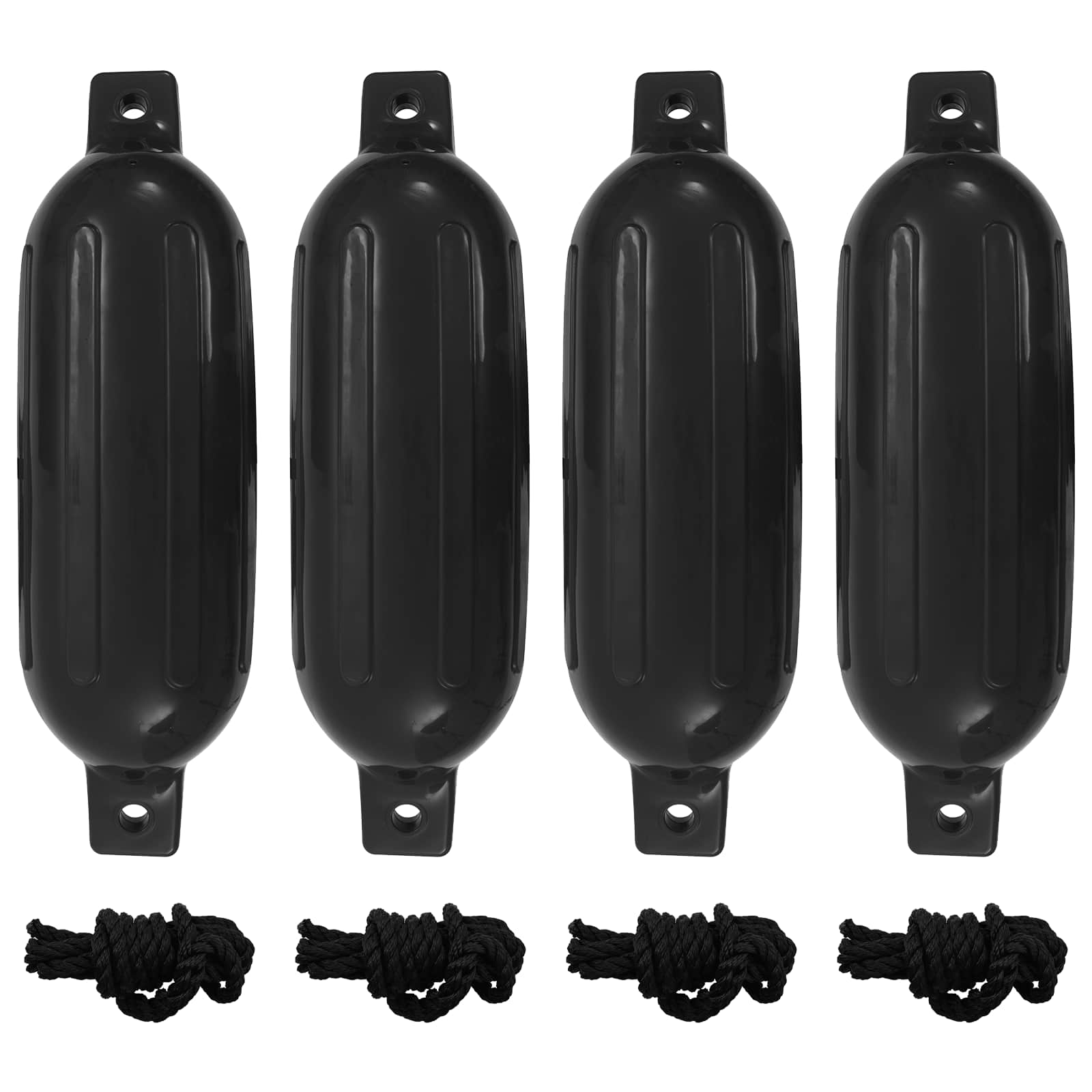Bootsfender 4 Stk. Schwarz Ø 16x58 cm PVC