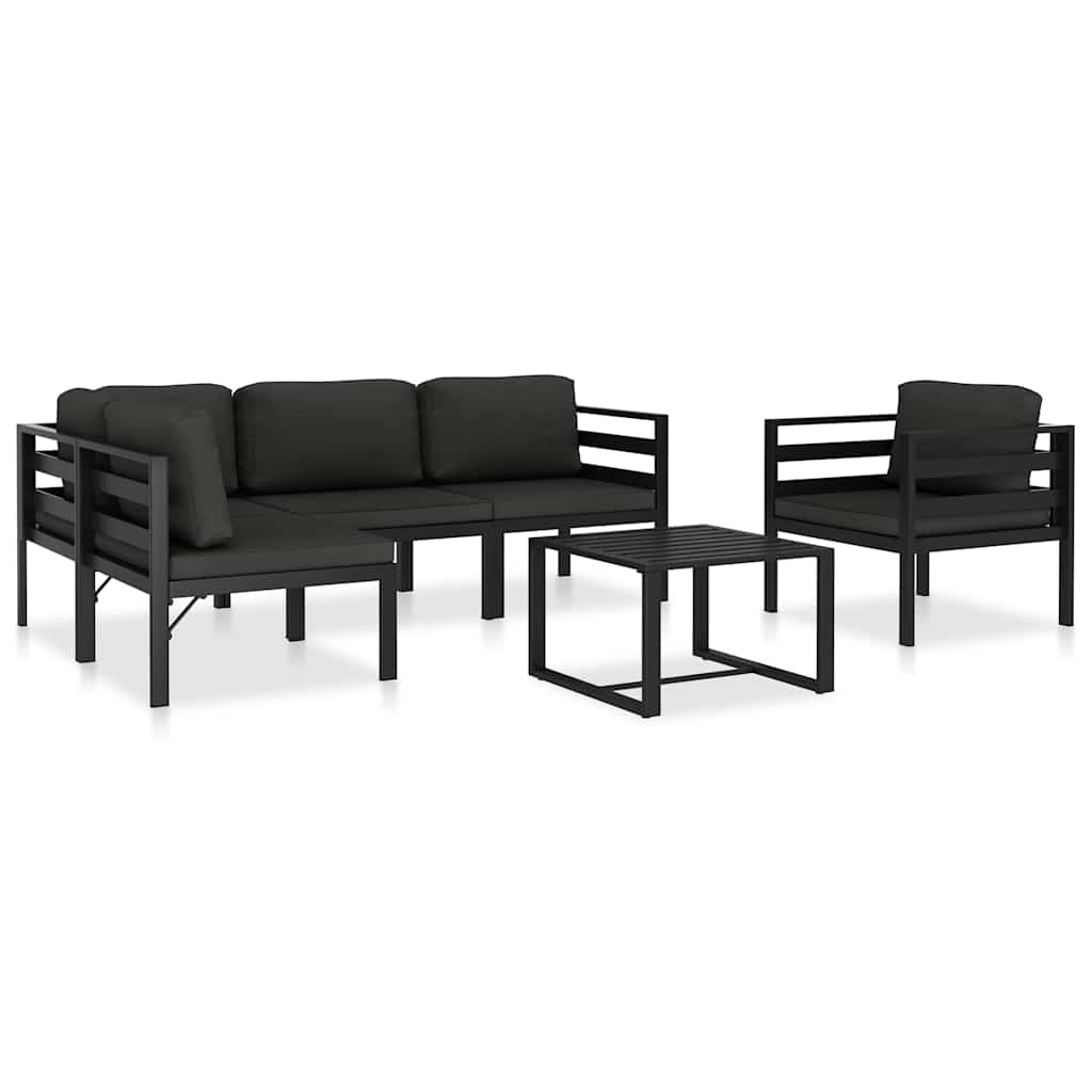 6-tlg. Garten-Lounge-Set mit Kissen Aluminium Anthrazit