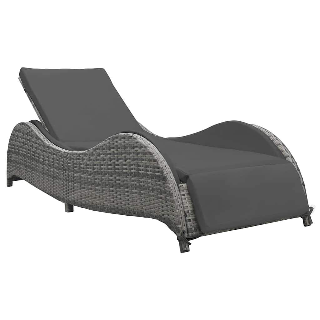 Sonnenliege mit Auflage Poly Rattan Anthrazit