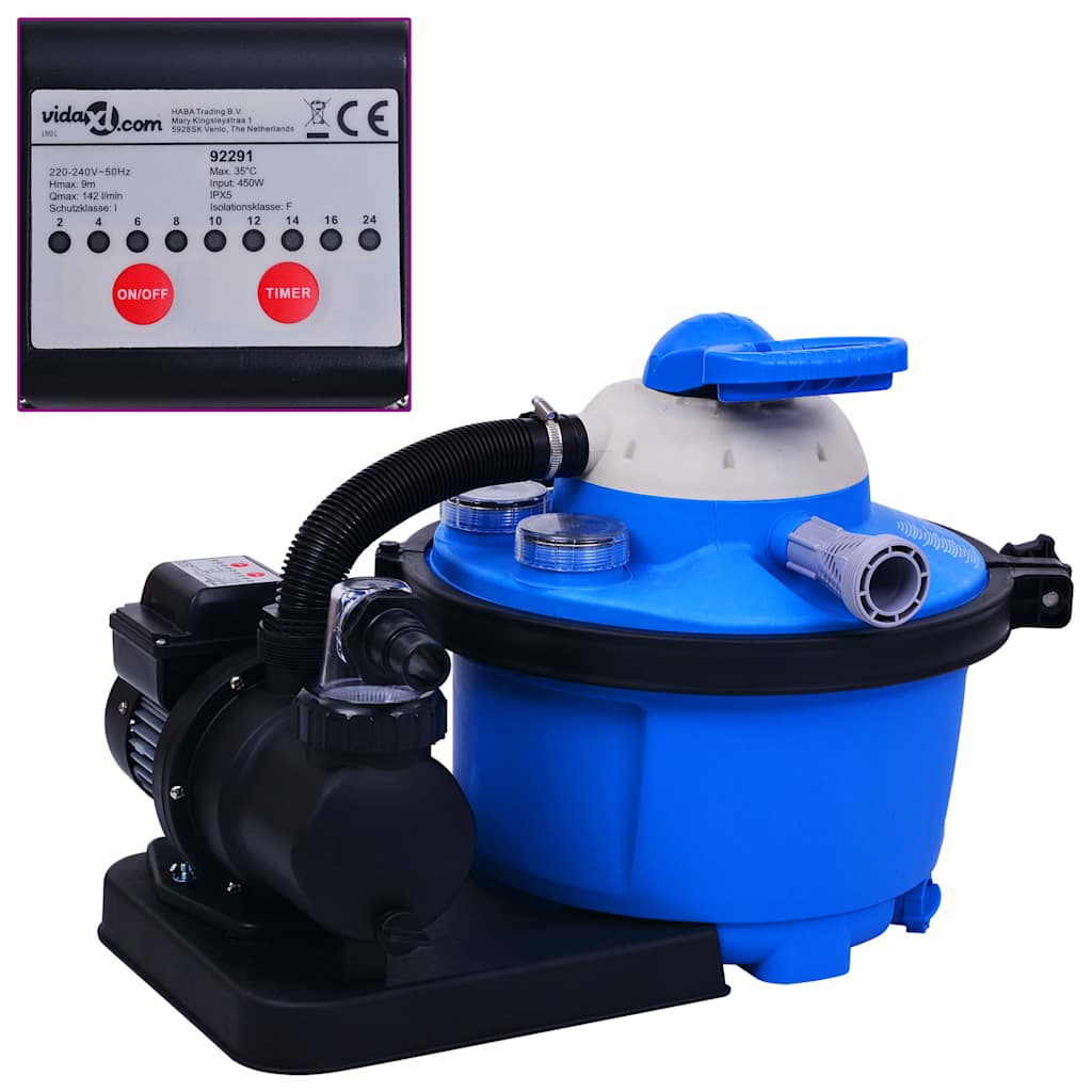 Sandfilterpumpe mit Timer 450 W 25 L