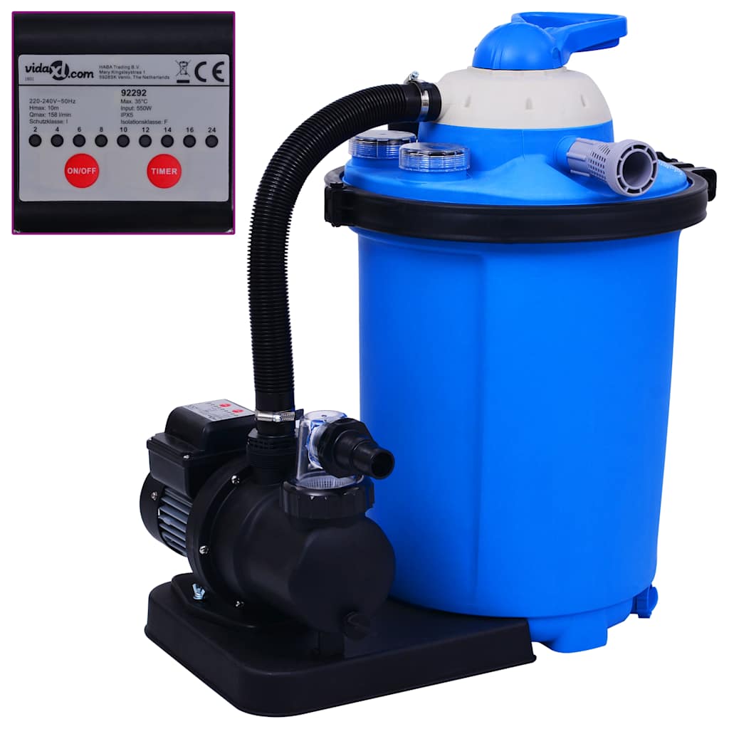 Sandfilterpumpe mit Timer 550 W 50 L