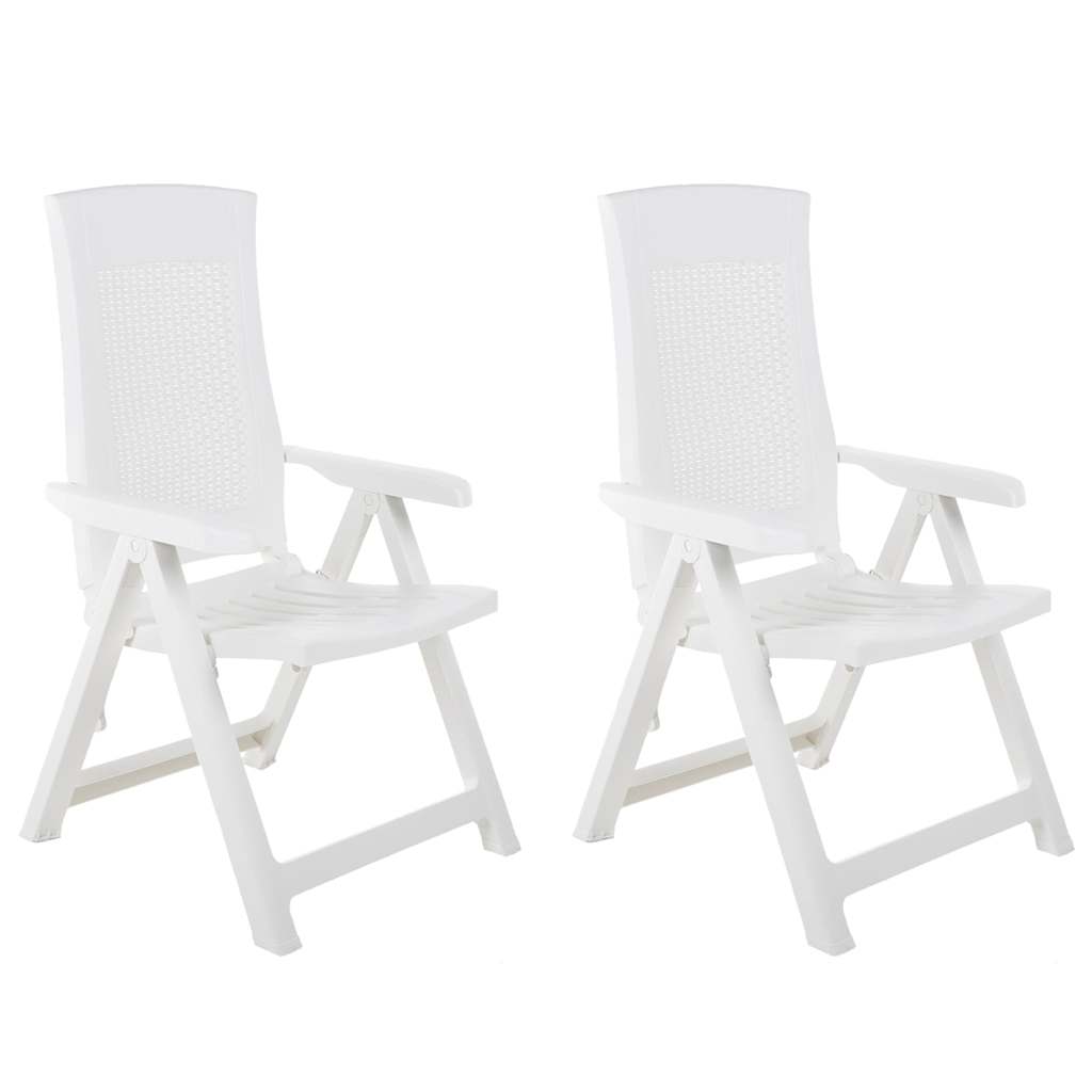2 Stück verstellbare Klappstühle aus Kunststoff, weiß