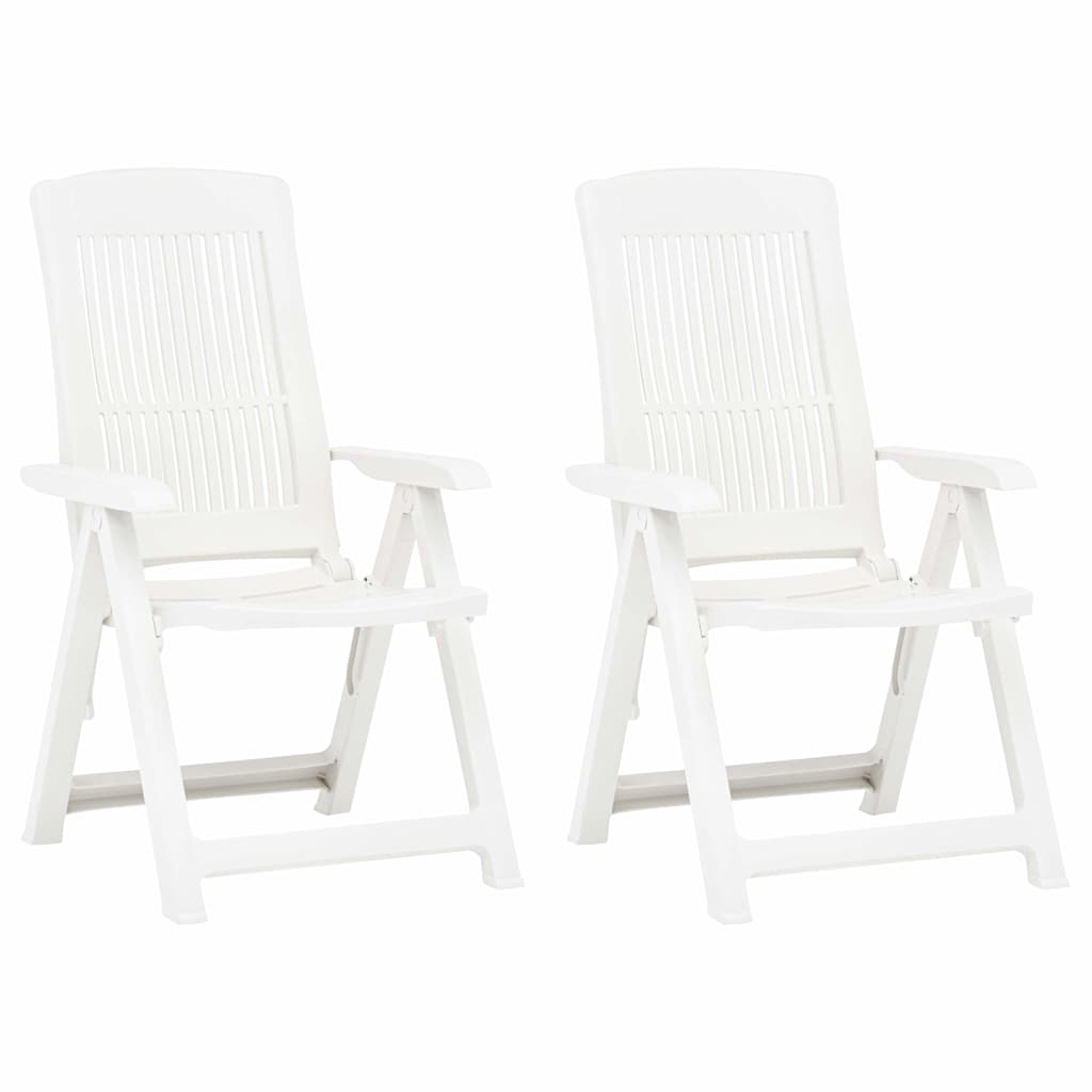 2 Stück verstellbare Klappstühle aus Kunststoff, weiß
