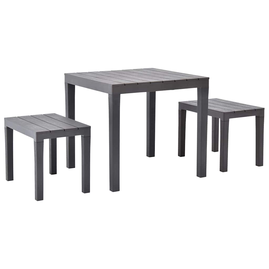 Gartentisch mit 2 Bänken Kunststoff Braun