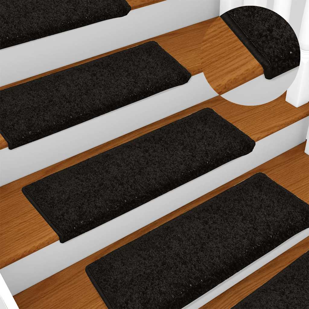 Stufenmatten 15 Stk. 65x21x4 cm Schwarz Rechteckiger Rand