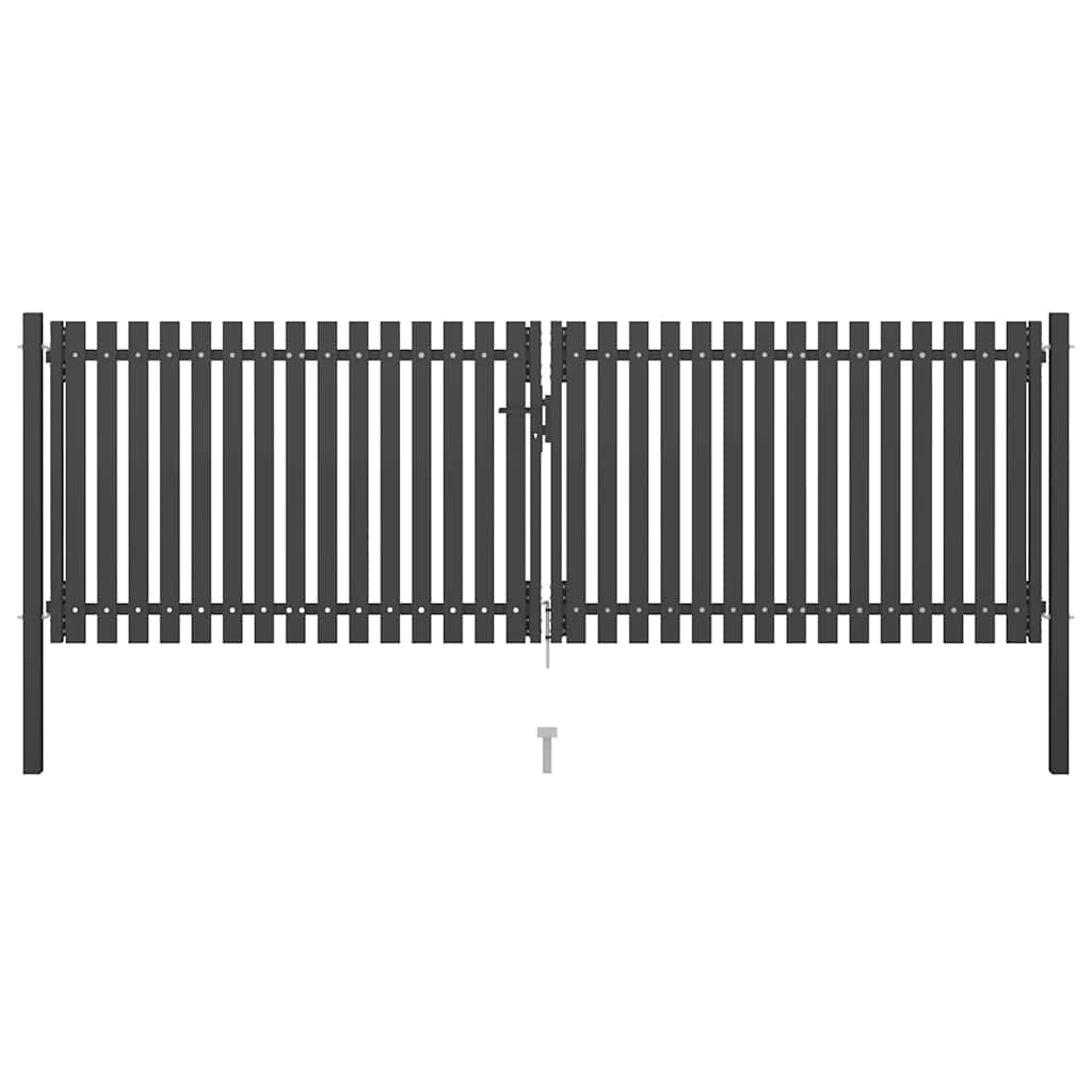 Gartentor aus Stahl 400 x 100 cm Anthrazit