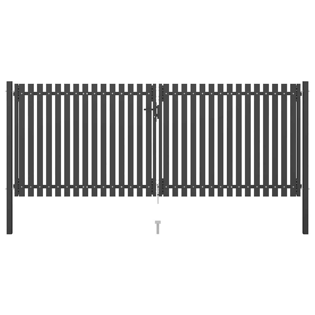 Gartentor aus Stahl 400 x 125 cm Anthrazit