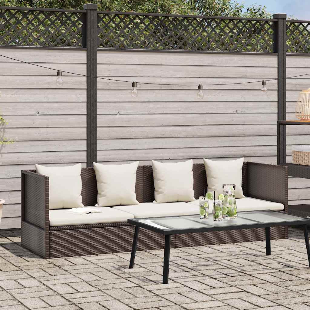Garten-Sofabett mit Kissen Poly Rattan Braun