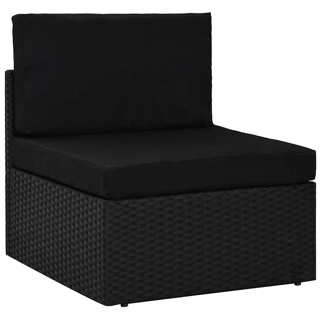 Modulares Mittelsofa Poly Rattan Schwarz