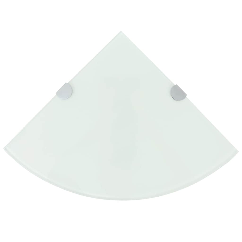Eckregale 2 Stk. mit verchromten Halterungen Glas Weiß 35x35 cm