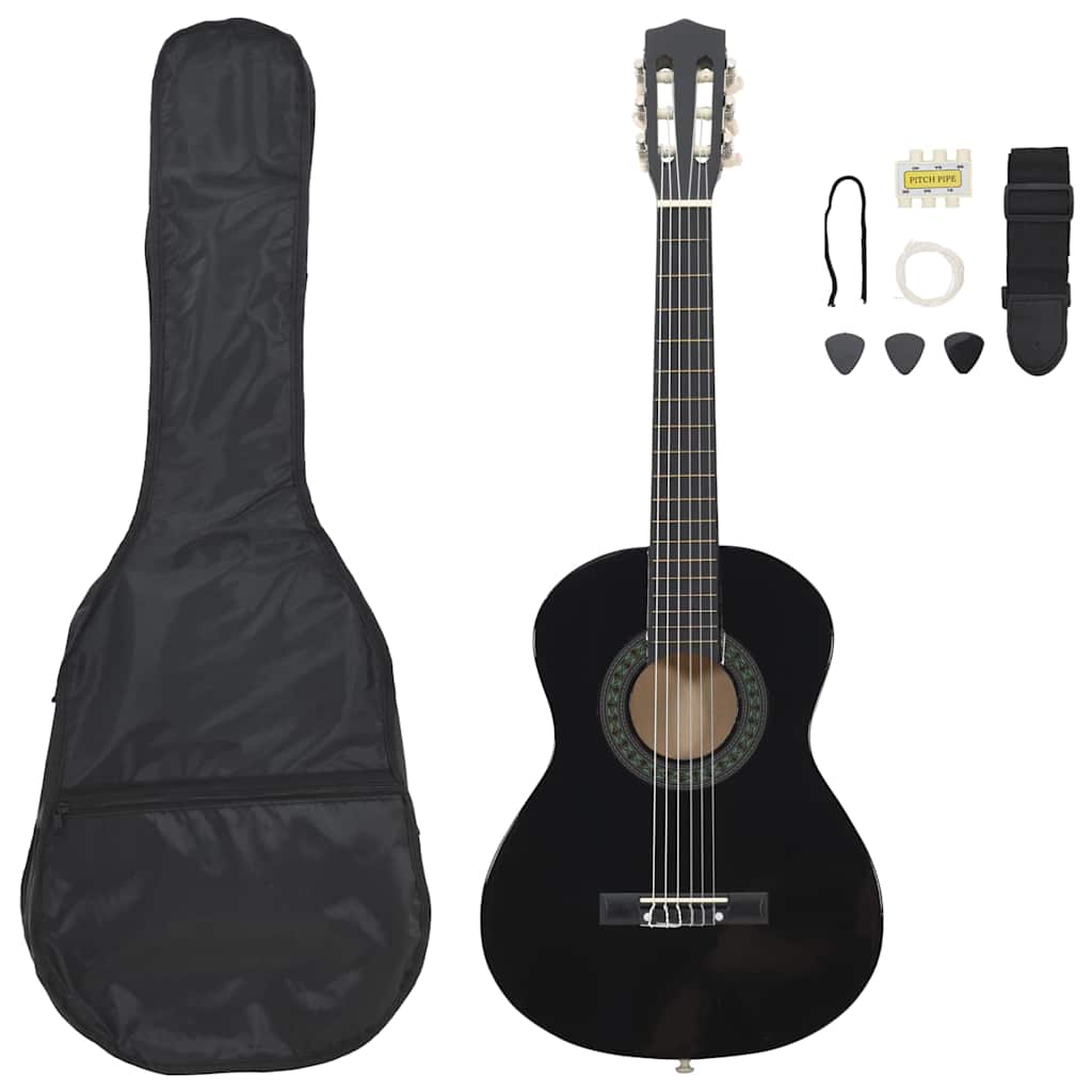 8-tlg. Klassikgitarren-Set für Anfänger Schwarz 1/2 34"