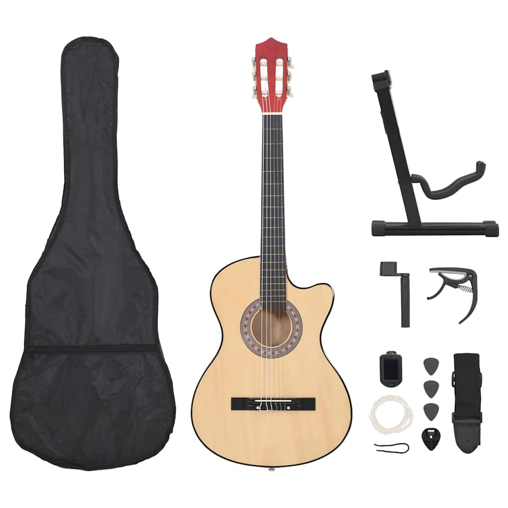 12-tlg. Westerngitarre Set Akustisch Cutaway mit 6 Saiten 38"