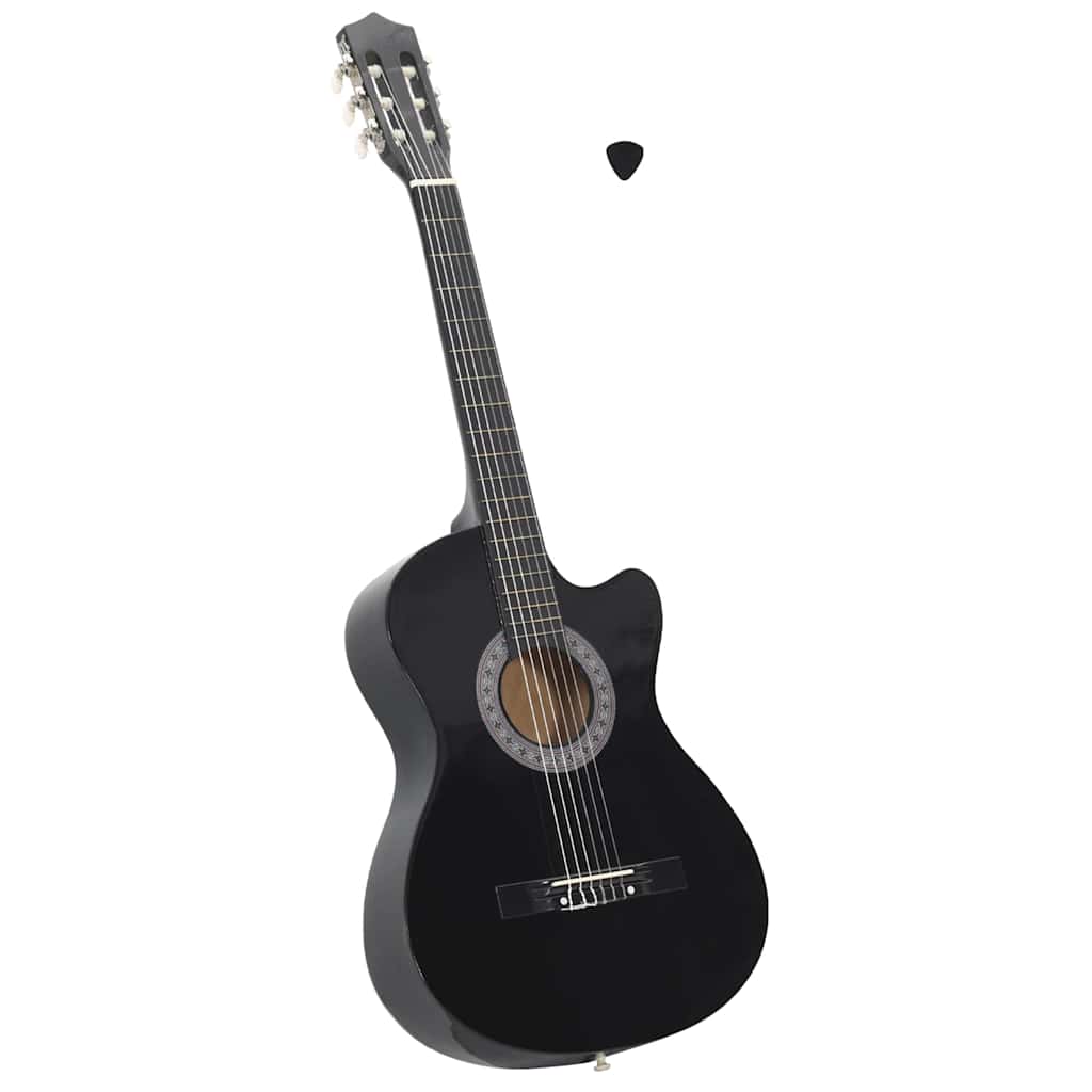 Westerngitarre Cutaway mit 6 Saiten Schwarz 38"