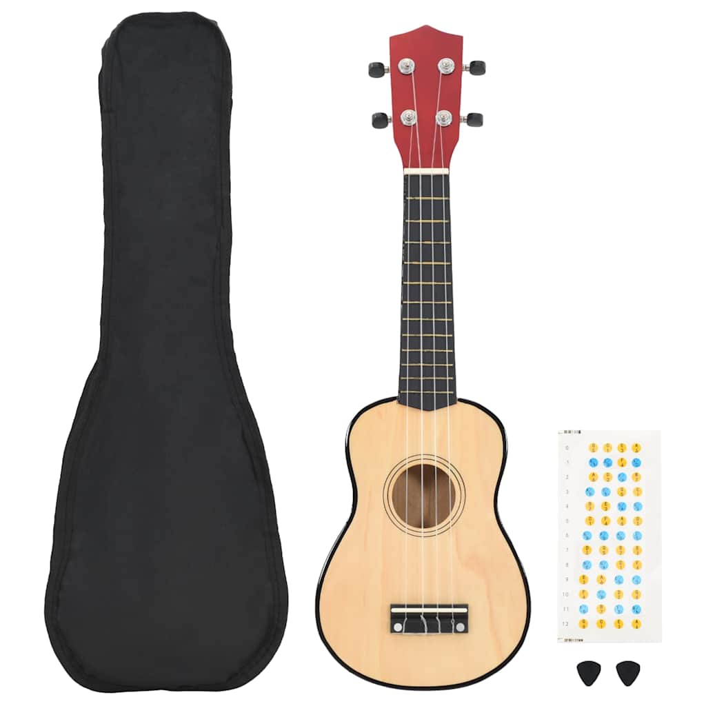 Sopran Ukulele Set für Kinder mit Tasche Helles Holz 23"