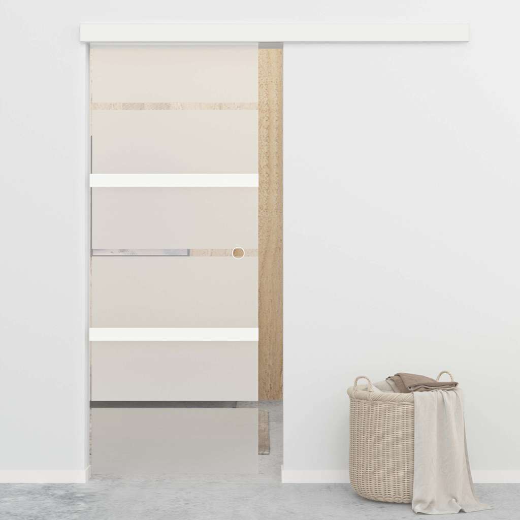 Schiebetür ESG-Glas und Aluminium 76x212 cm Silbern