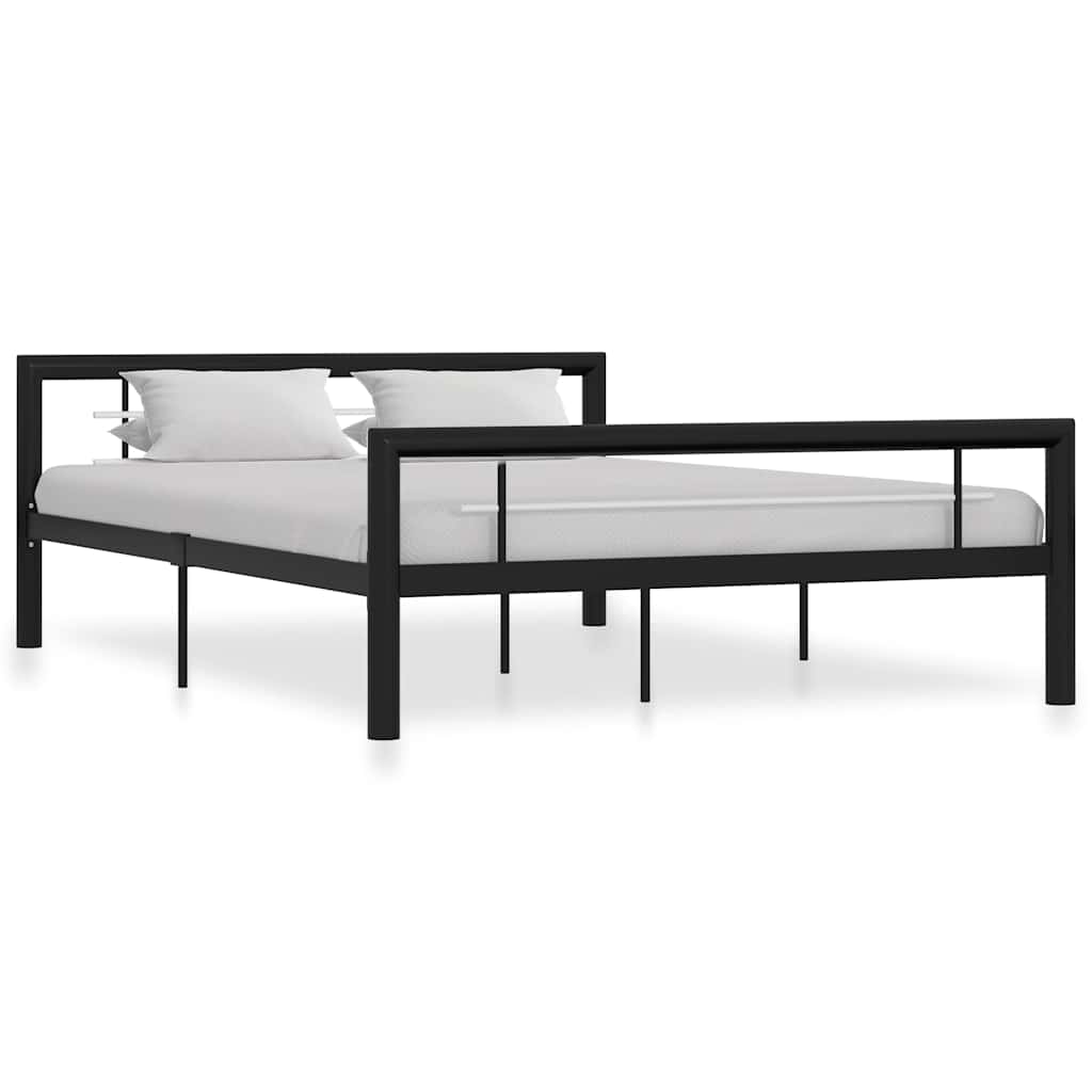 Bettgestell Schwarz und Weiß Metall 120x200 cm