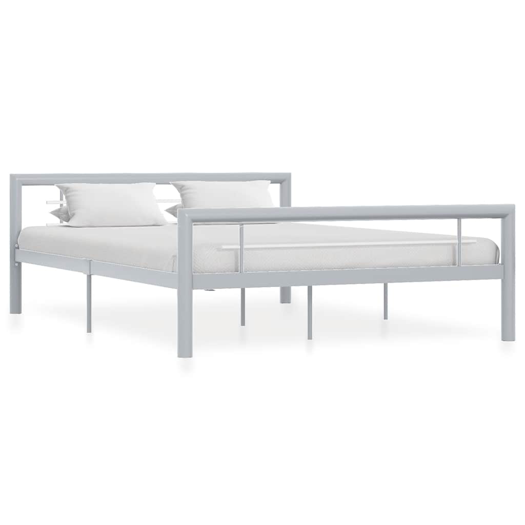 Bettgestell Grau und Weiß Metall 120x200 cm