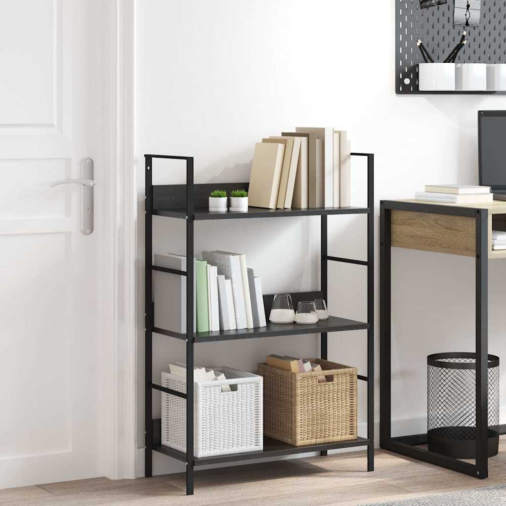 Bücherregal 3 Regalböden Schwarz 60×27,6×90,5 cm Holzwerkstoff