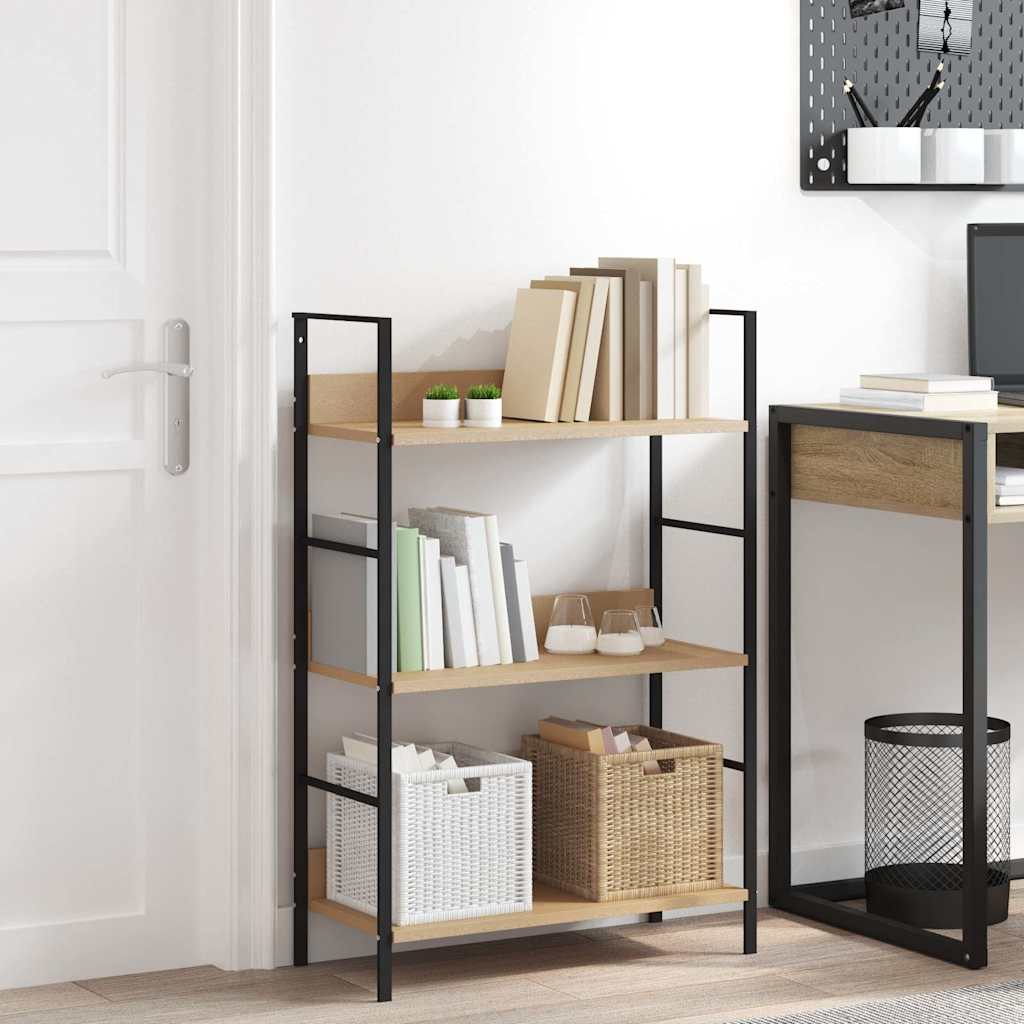 Bücherregal 3 Regalböden Eiche 60×27,6×90,5 cm Holzwerkstoff