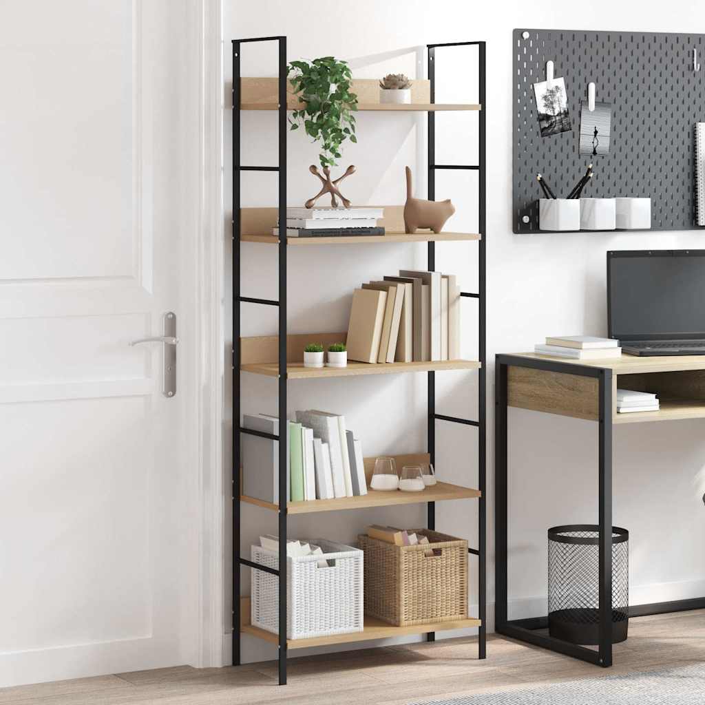 Bücherregal 5 Regalböden Eiche 60x27,6x158,5 cm Holzwerkstoff