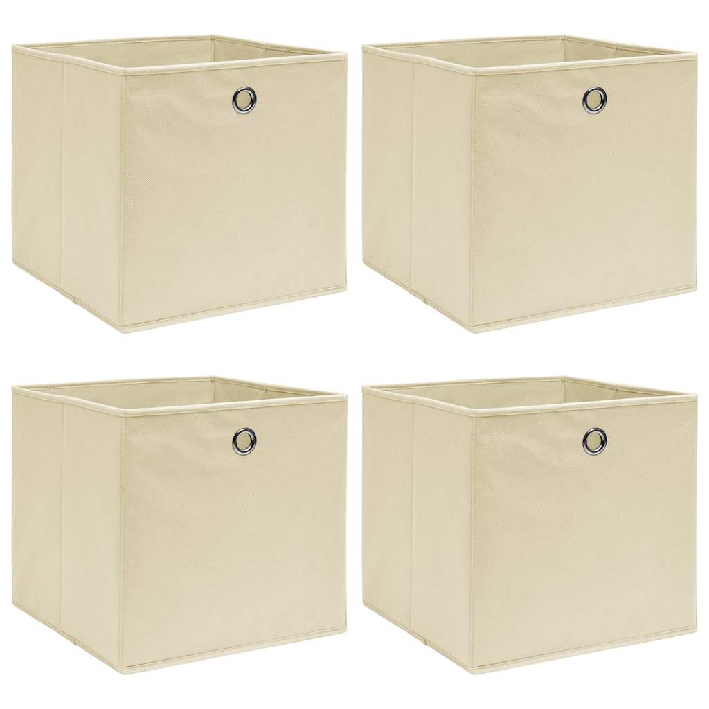 Aufbewahrungsboxen 4 Stk. Creme 32x32x32 cm Stoff
