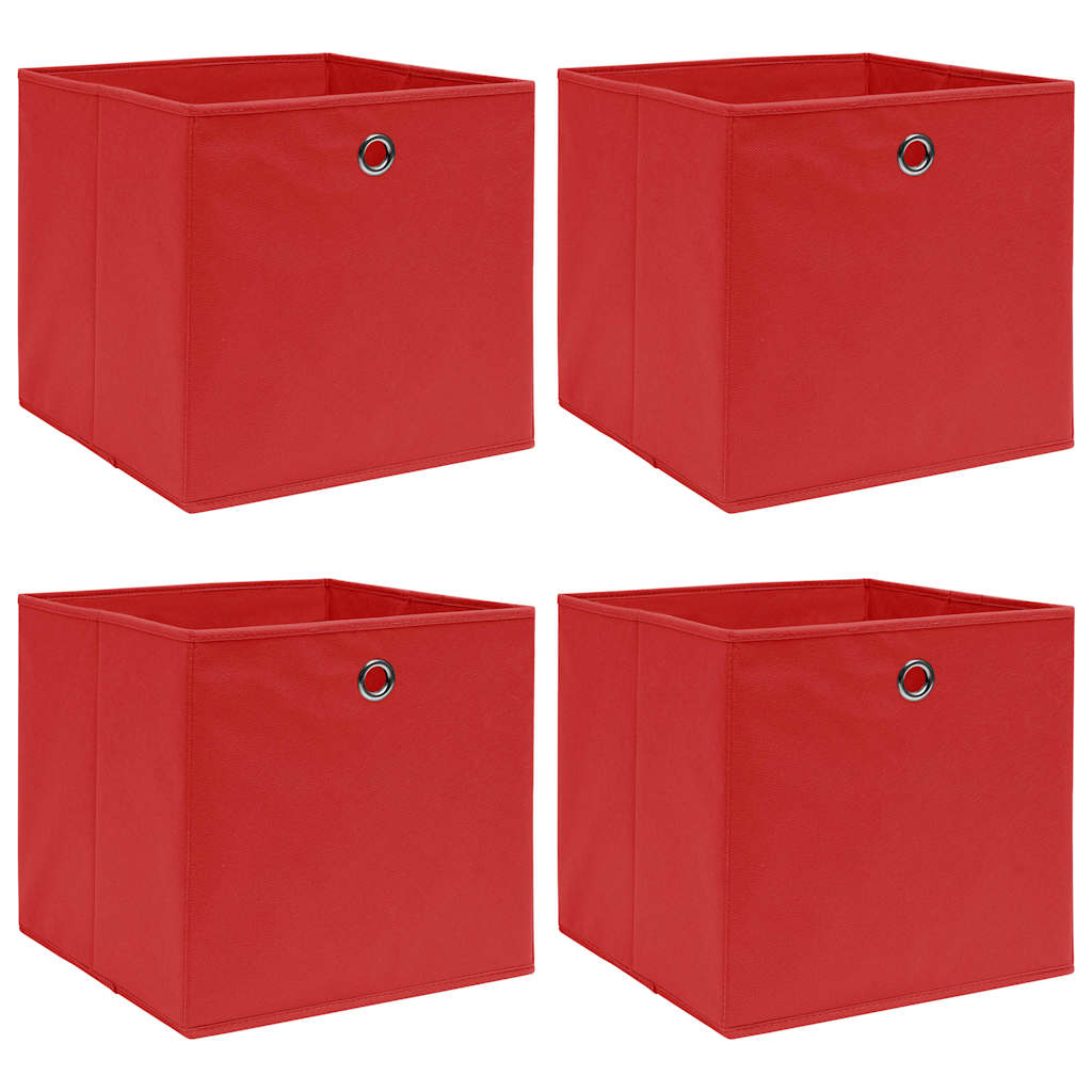 Aufbewahrungsboxen 4 Stk. Rot 32x32x32 cm Stoff