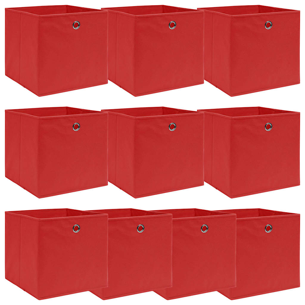 Aufbewahrungsboxen 10 Stk. Rot 32x32x32 cm Stoff
