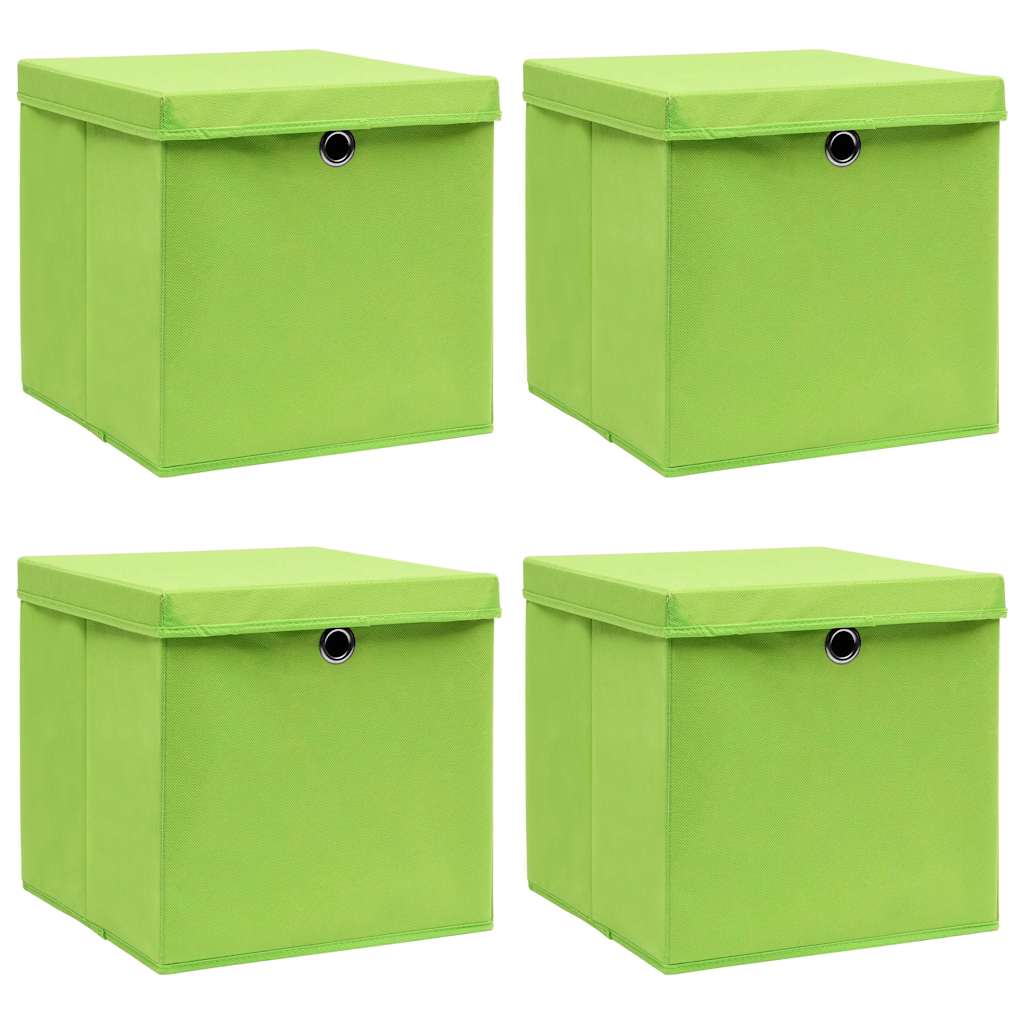 Aufbewahrungsboxen mit Deckeln 4 Stk. Grün 32x32x32 cm Stoff