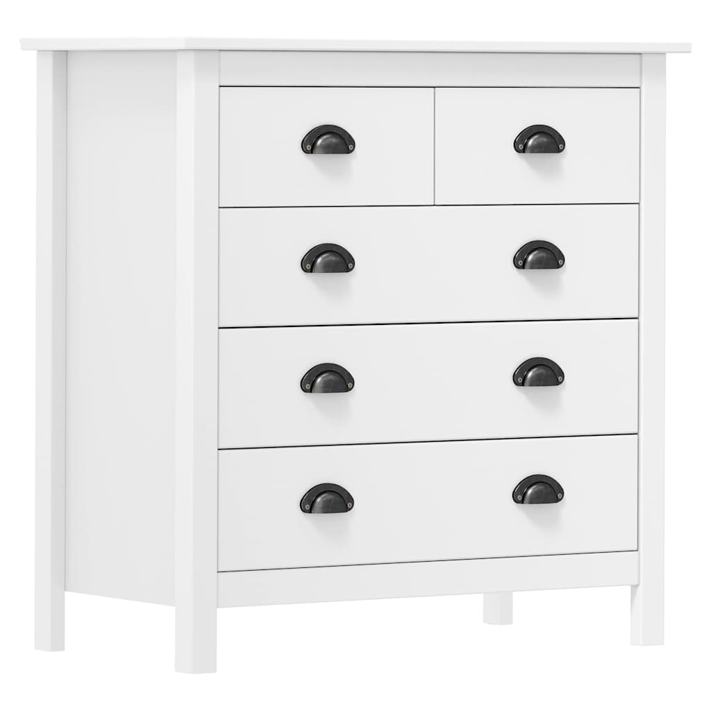 Sideboard Hill Weiß 79x40x80 cm Massivholz Kiefer