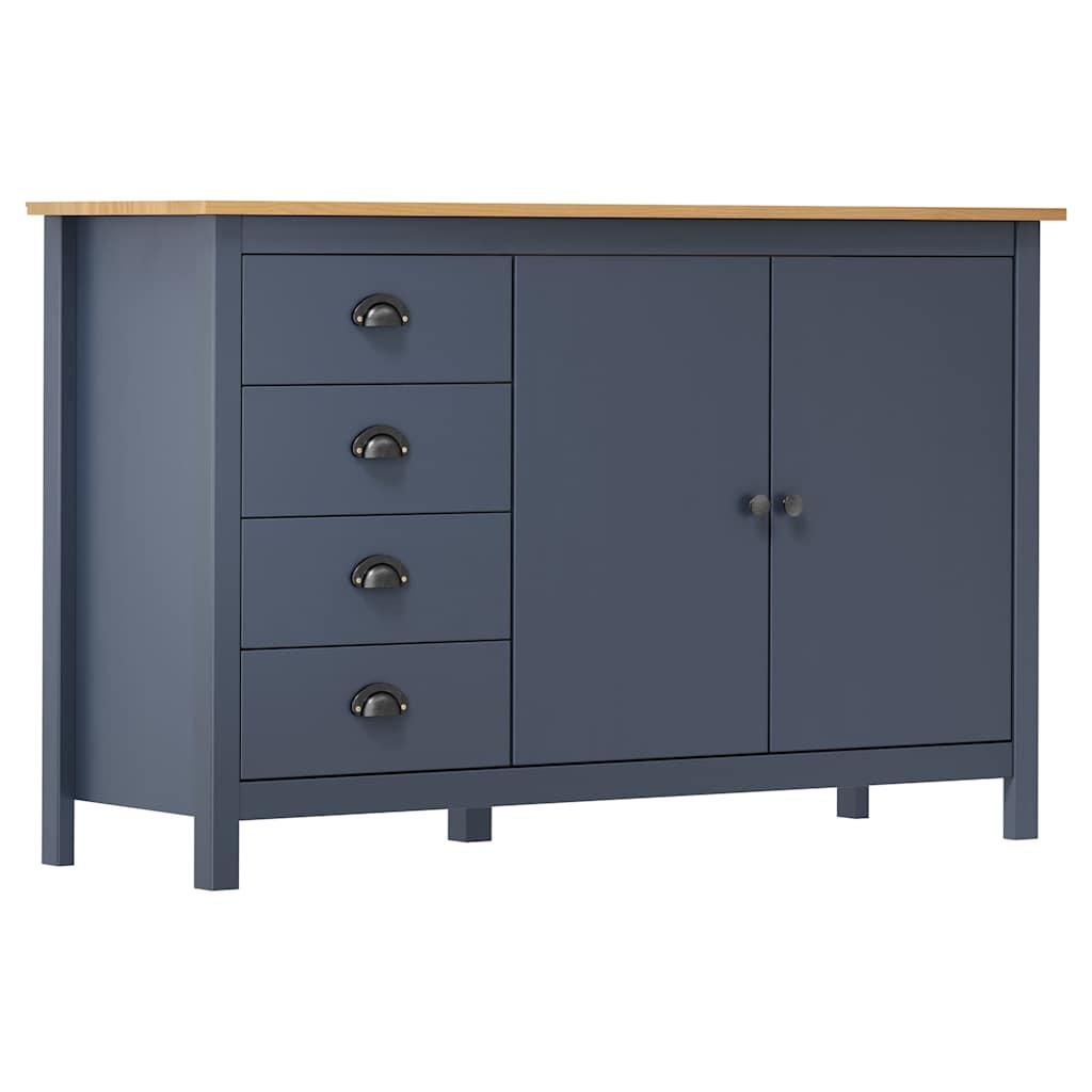 Sideboard Hill Grau 130x40x80 cm Massivholz Kiefer