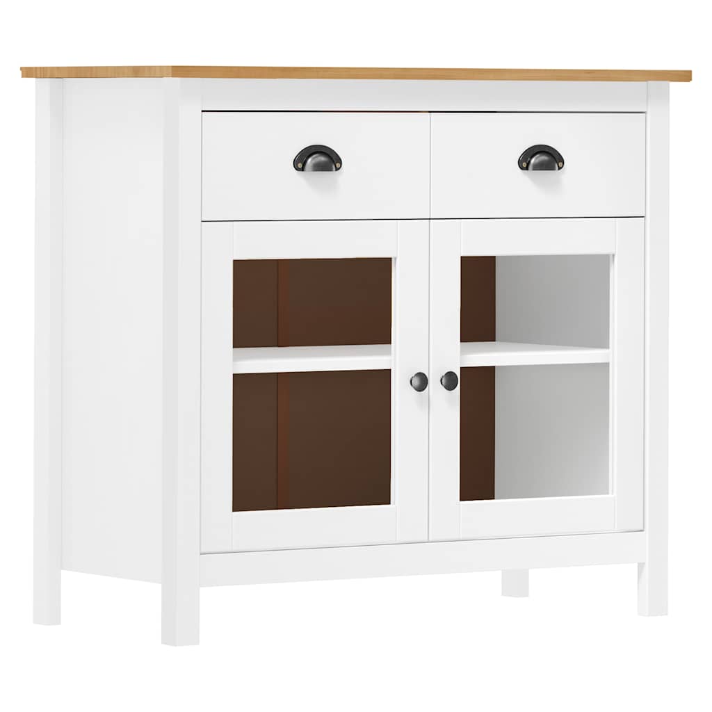 Sideboard Hill Weiß 90x40x80 cm Massivholz Kiefer