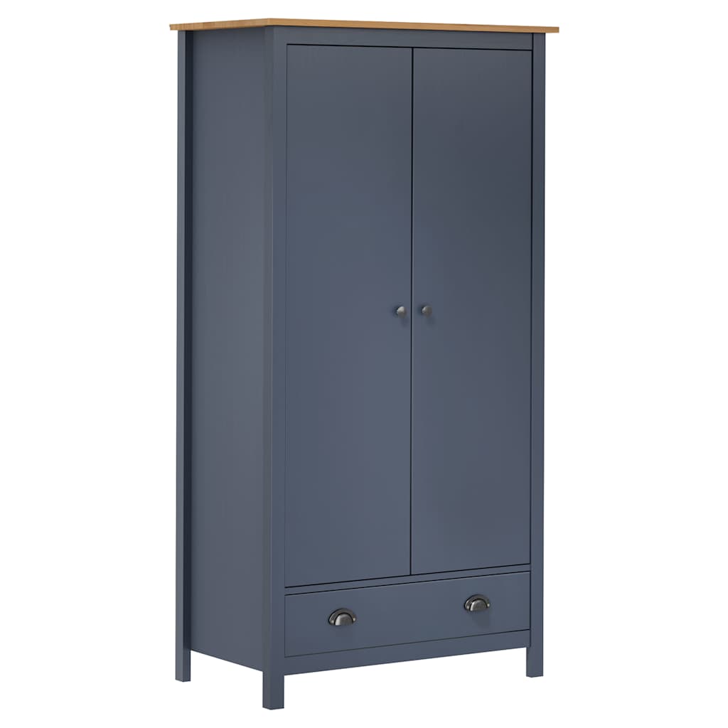 Kleiderschrank mit 2 Türen Hill Grau 89x50x170 cm Kiefernholz