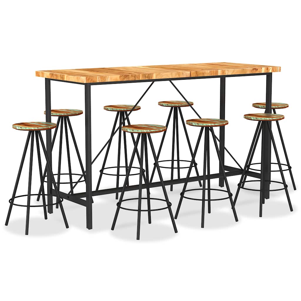 9-tlg. Bar-Set Massivholz Akazie und Altholz