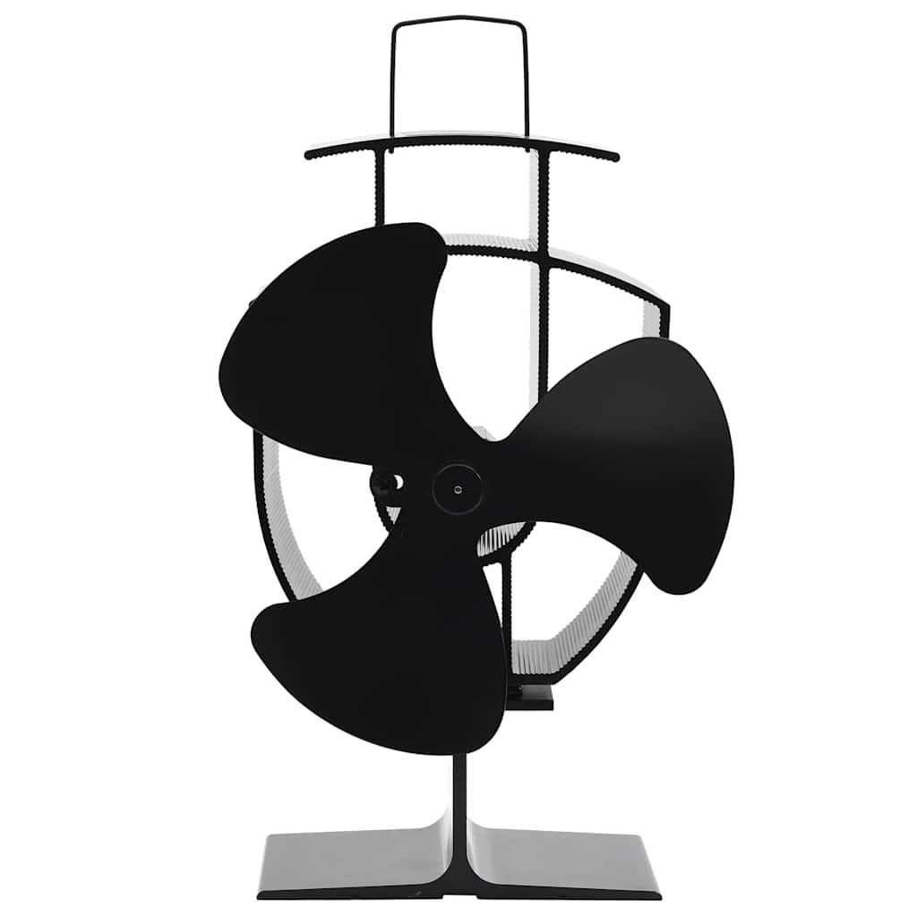 Ofenventilator Wärmebetrieben 3 Blätter Schwarz