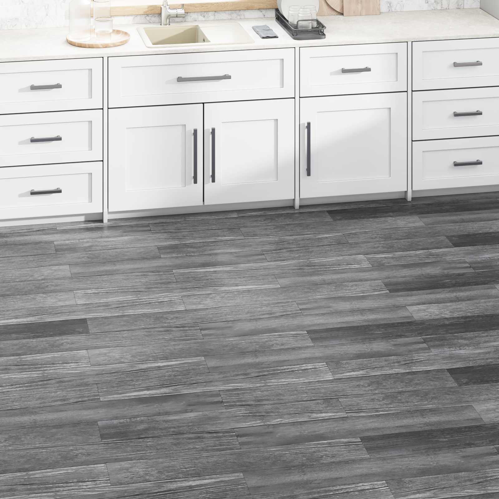 Bodenplanken Glänzendes Grau 5,02 m² 36 Stk. PVC