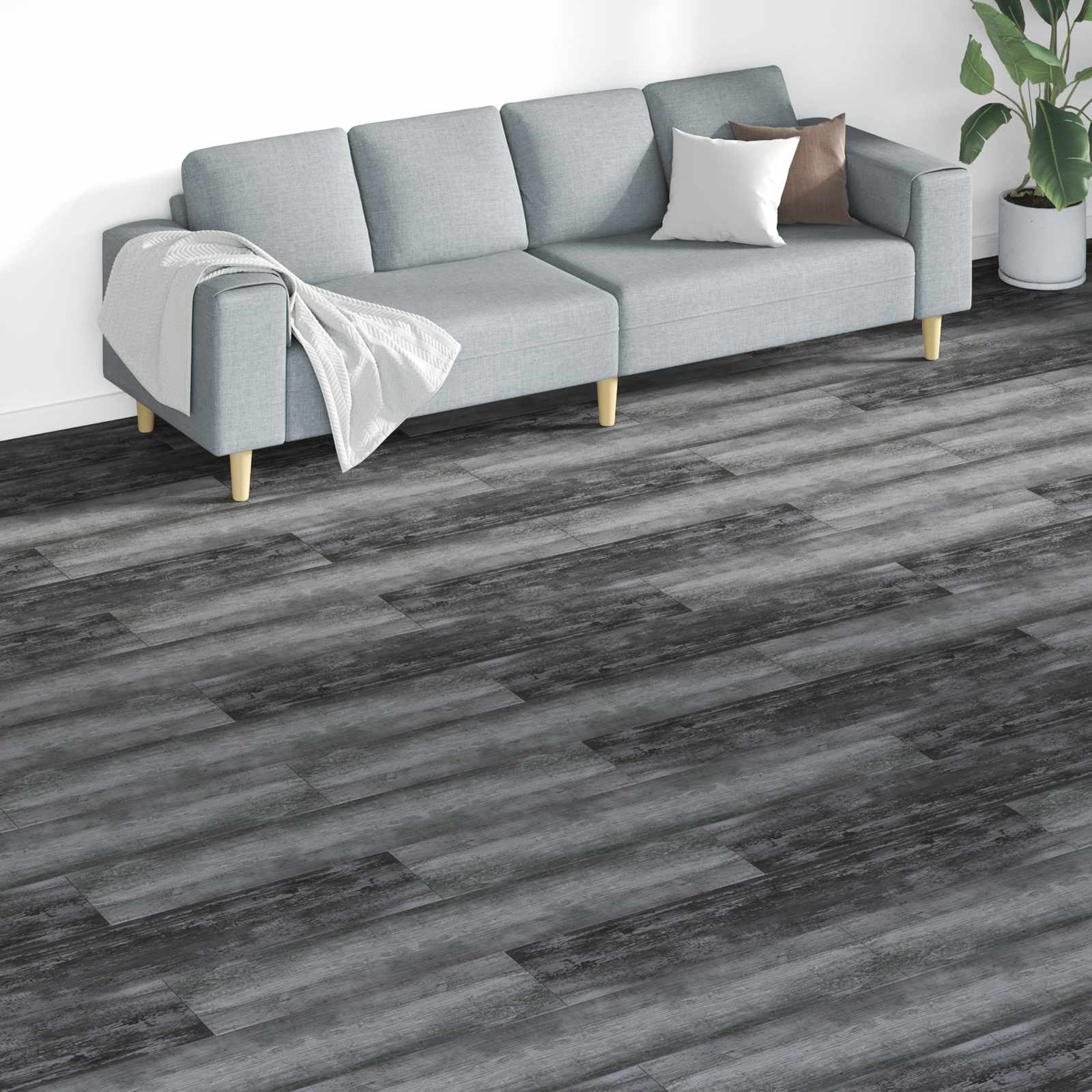 Bodenplanken Grau 5,26 m² 18 Stk. PVC