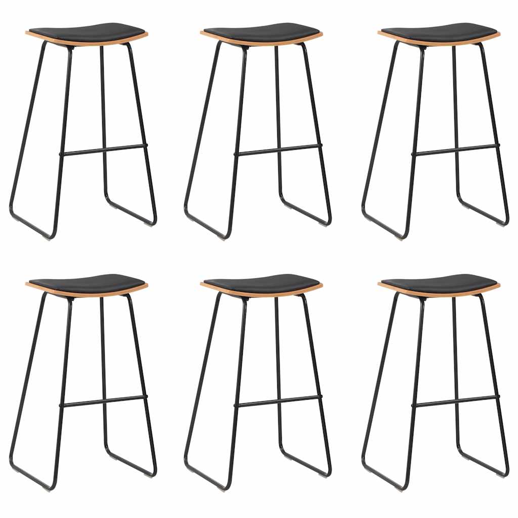 Barshocker 6 Stk. Schwarz Kunstleder