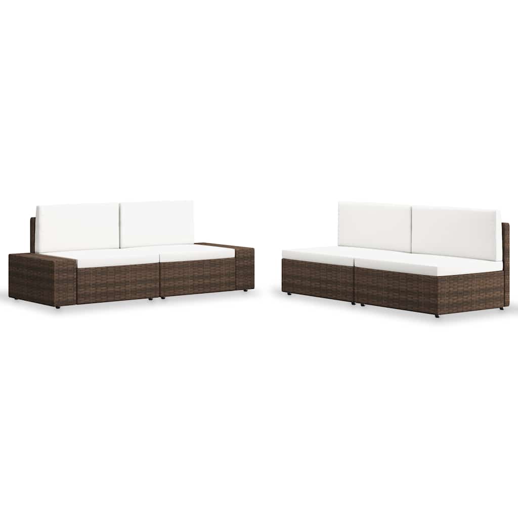4-tlg. Garten-Lounge-Set Poly Rattan Braun
