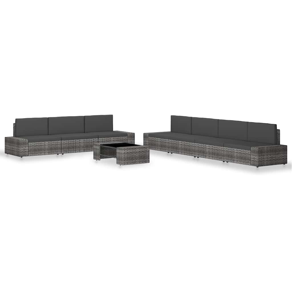 8-tlg. Garten-Lounge-Set Poly Rattan Grau