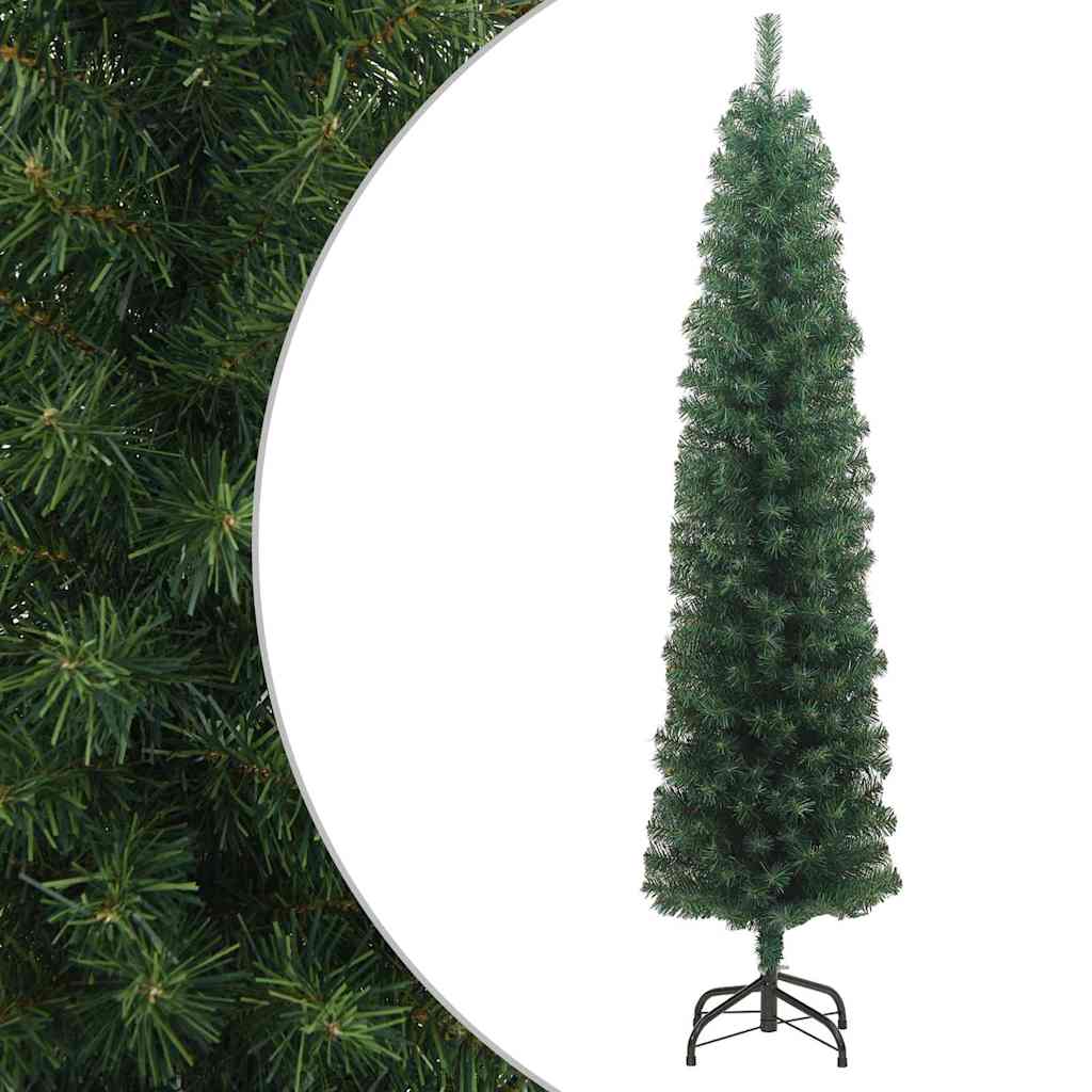 Künstlicher Weihnachtsbaum Schlank mit Ständer Grün 240 cm PVC