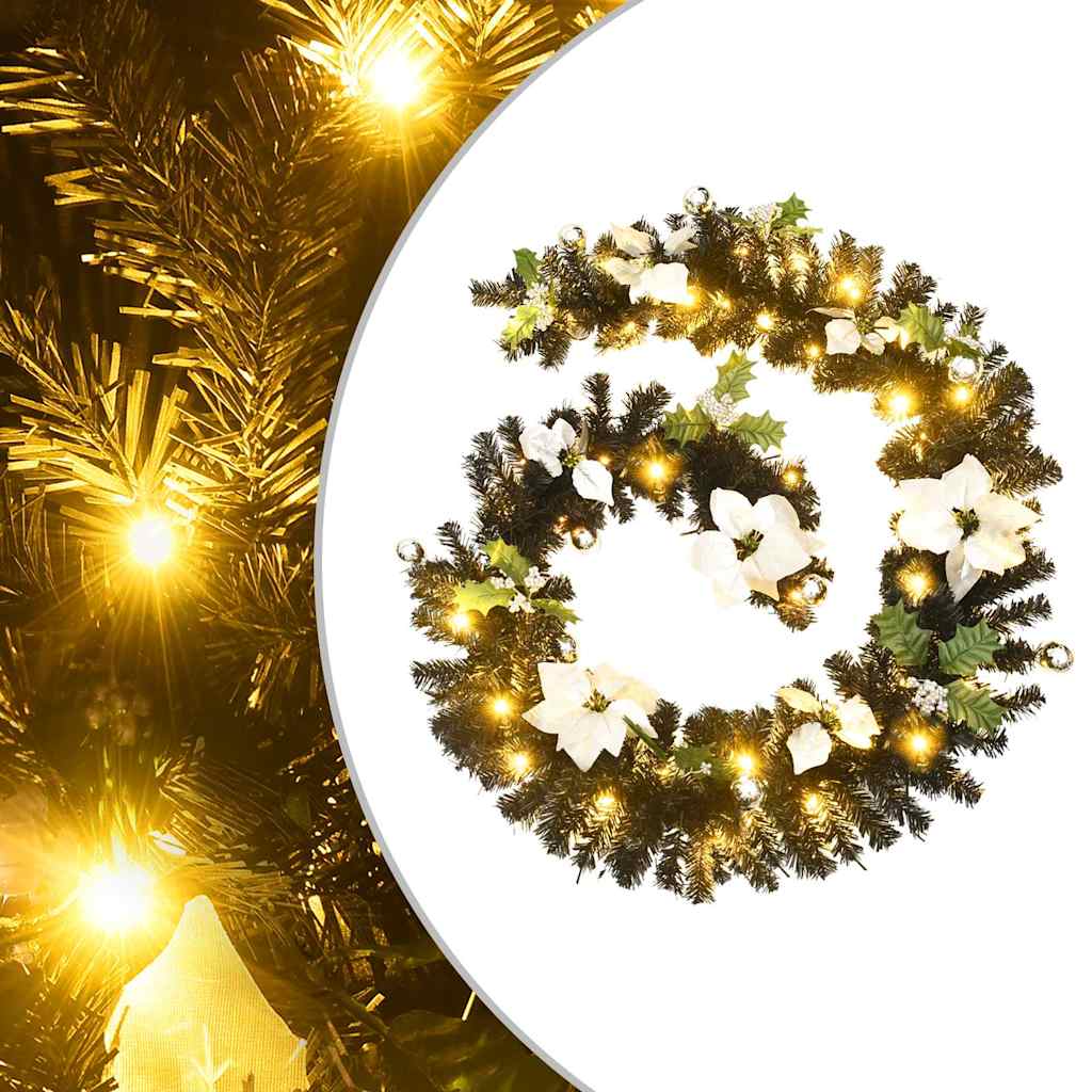 Weihnachtsgirlande mit LED-Lichtern Schwarz 2,7 m PVC