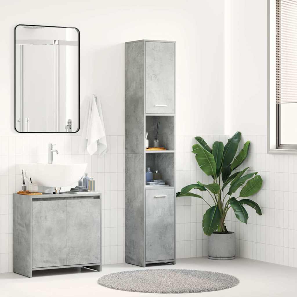 Badezimmerschrank Betongrau 30x30x183,5 cm Holzwerkstoff