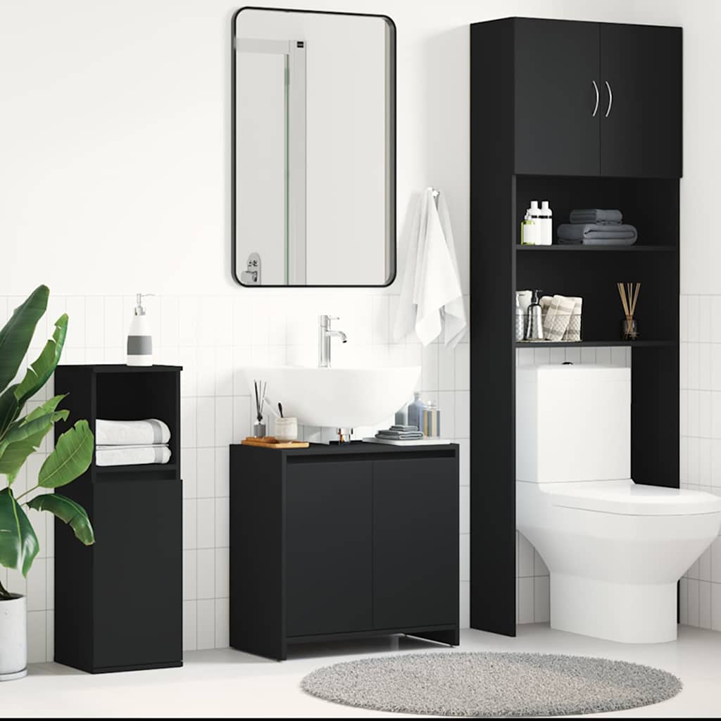 Badezimmerschrank Schwarz 60x33x60 cm Holzwerkstoff