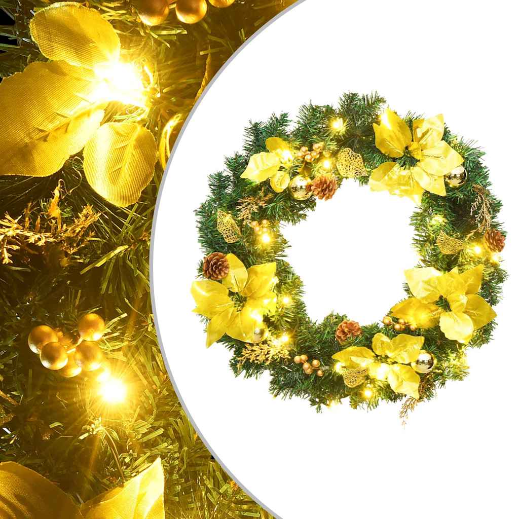 Weihnachtskranz mit LED-Lichtern Grün 60 cm PVC
