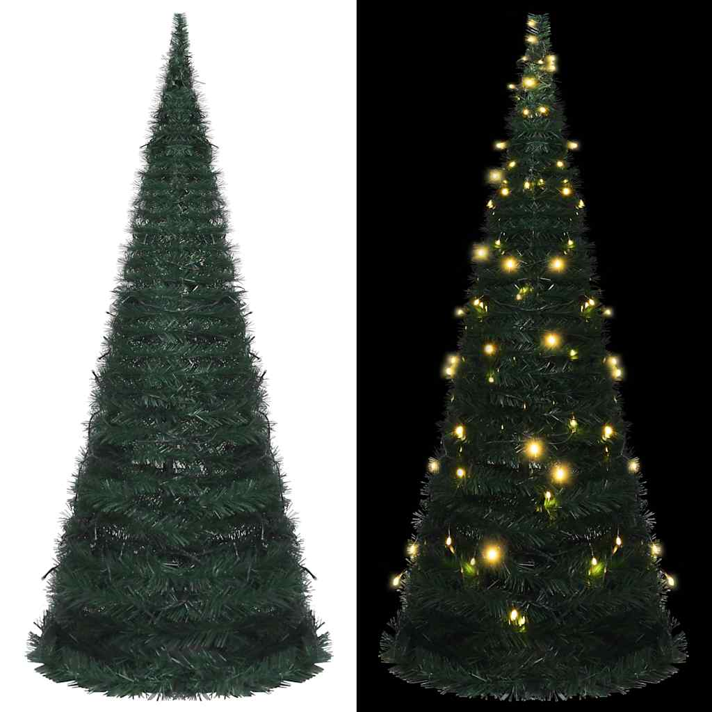 Künstlicher Pop-Up-Weihnachtsbaum mit Beleuchtung Grün 150 cm