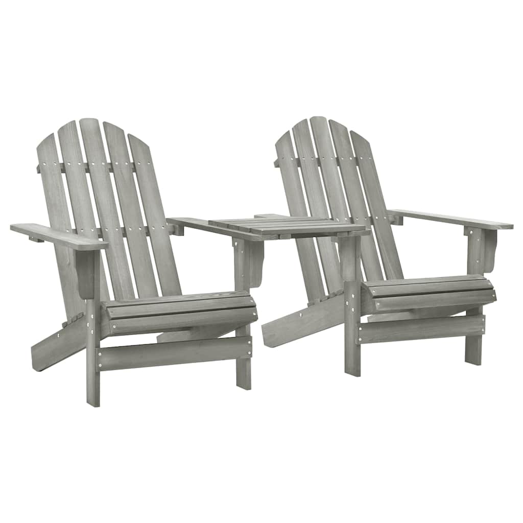 Adirondack-Gartenstühle mit Tisch Massivholz Tanne Grau