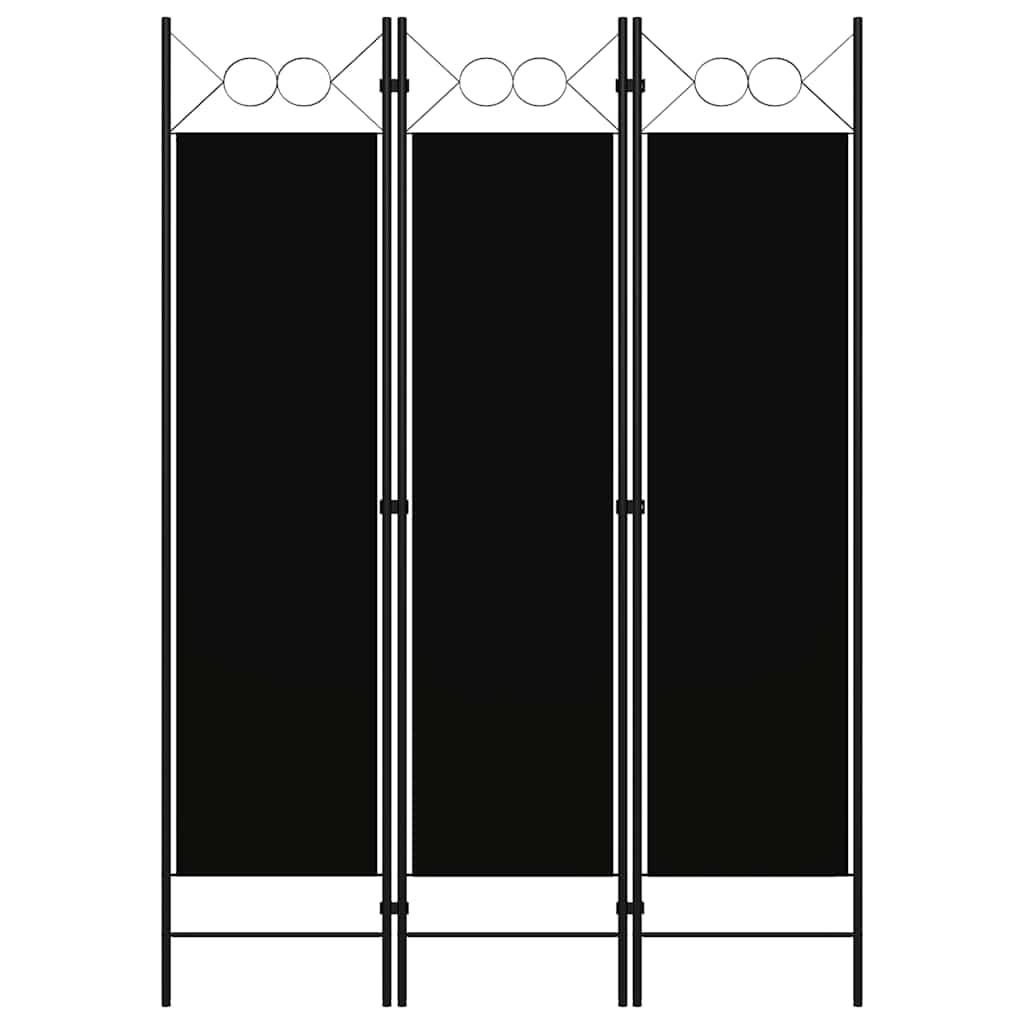 3-tlg. Raumteiler Schwarz 120 x 180 cm