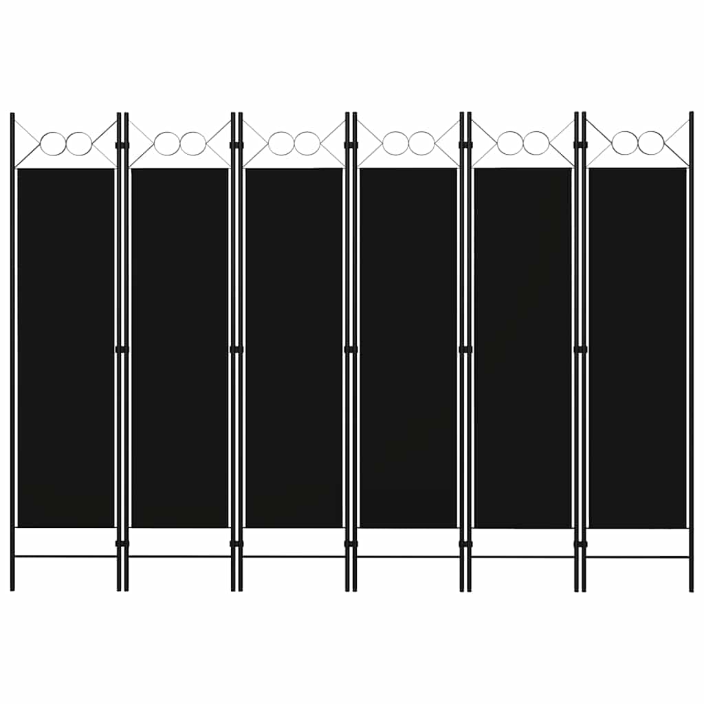 6-tlg. Raumteiler Schwarz 240 x 180 cm