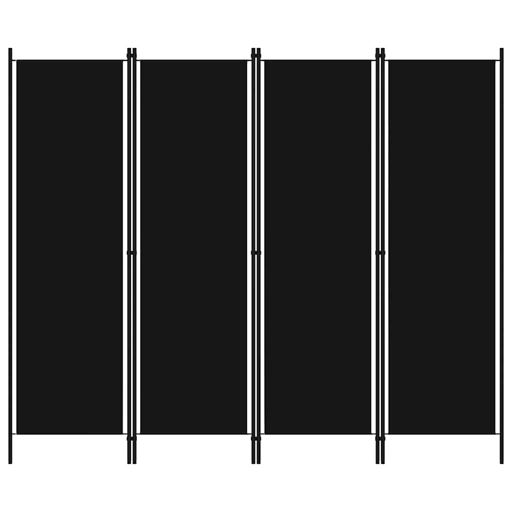 4-tlg. Raumteiler Schwarz 200x180 cm